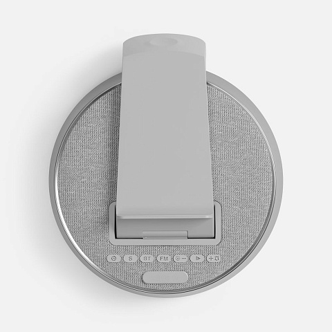 Bluetooth-колонка с беспроводной зарядкой и часами netEnergy, серая - рис 6.