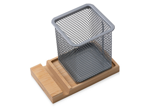 Подставка для ручек и телефона Fika, натуральный/серый