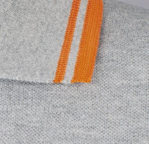 Рубашка поло мужская Pasadena Men 200 с контрастной отделкой, серый меланж c оранжевым - рис 5.