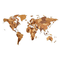 Деревянная Карта Мира настенная объемная 192x105 см (шоколад)