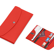 Органайзер для документов на кнопке с отделением для купюр и ручки, упаковка в индивидуальный пакет, красный/серый