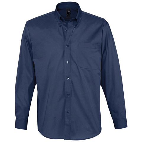 Рубашка мужская с длинным рукавом Bel Air, темно-синяя (кобальт) - рис 2.
