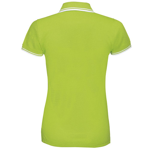 Рубашка поло женская Pasadena Women 200 с контрастной отделкой, зеленый лайм с белым - рис 3.