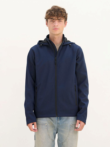 Куртка софтшелл с капюшоном мужская Race Men, черная - рис 6.