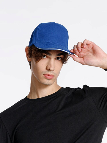 Бейсболка Classic 2.0, ярко-синяя с белым кантом - рис 10.