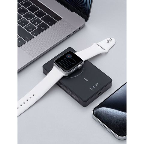 Внешний АКБ NRG Watch 10000 мА-ч, 15Вт, MageSafe, серый, Deppa - рис 7.