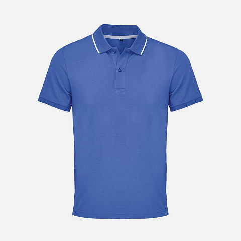 Рубашка поло унисекс Palermo, ярко-синяя с белым - рис 2.