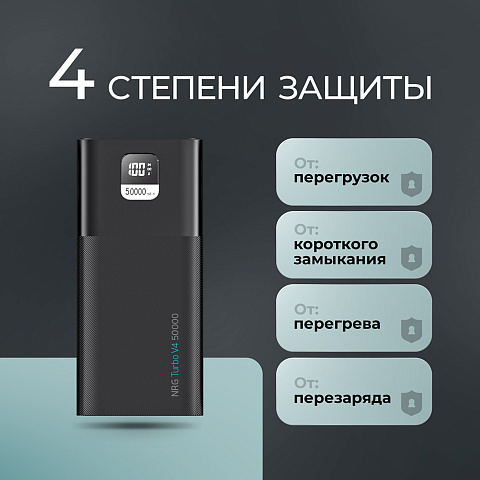 Внешний АКБ NRG Turbo V4 50000 мА-ч, дисплей, черный, Deppa - рис 7.