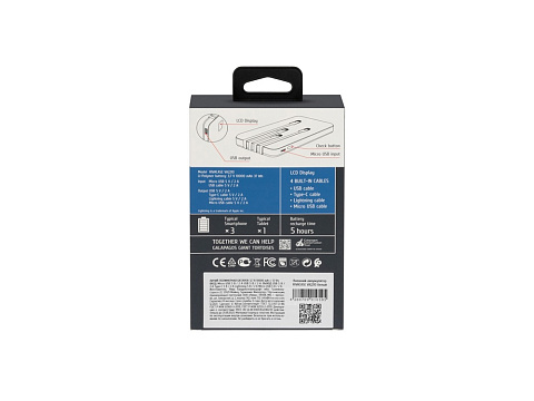 RIVACASE VA2210 (10000 мАч) внешний аккумулятор с дисплеем и встроенными кабелями, белый, 12/48 - рис 15.