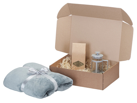 Подарочный набор Tea time с пледом, серый - рис 2.