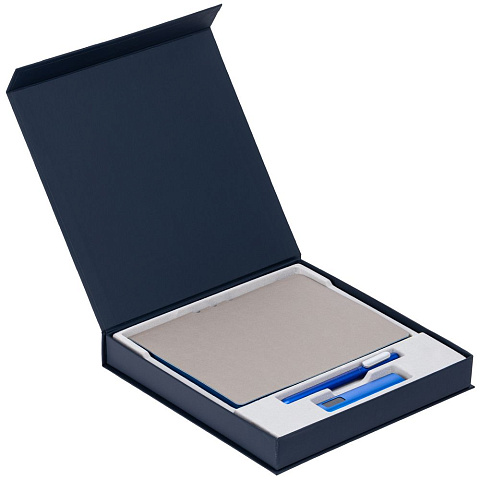 Коробка Memoria под ежедневник, аккумулятор и ручку, синяя - рис 3.