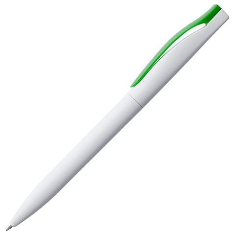 Ручка шариковая Pin, белая с зеленым - рис 3.