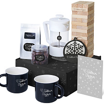 Подарочный набор c френчпрессом, кружками и чаем, белый