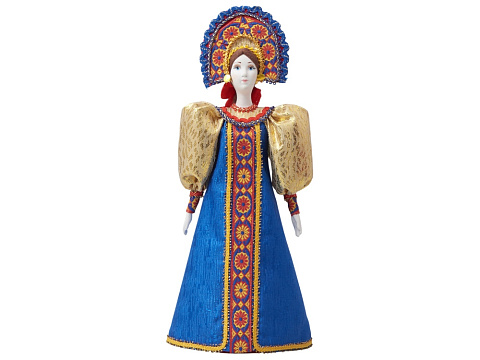 Подарочный набор: кукла фарфоровая, чай Малина с мятой, синий - рис 5.