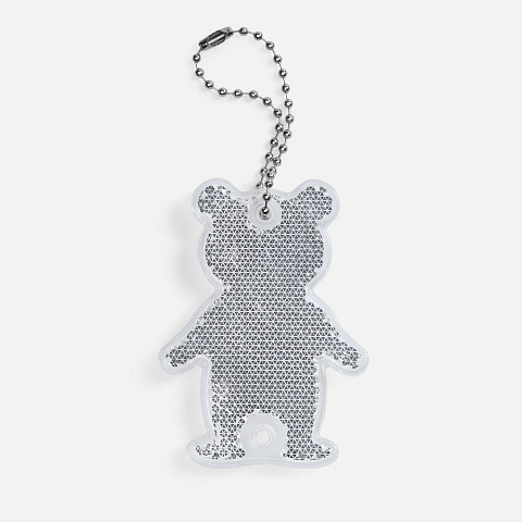 Пешеходный светоотражатель с цепочкой «Мишка», белый - рис 2.