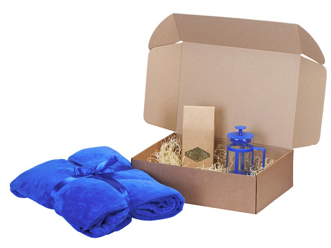 Подарочный набор Tea time с пледом, синий - рис 2.