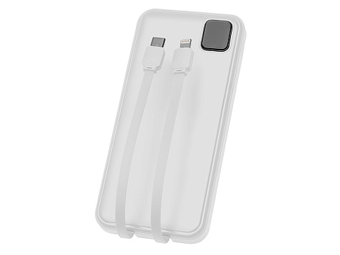 Внешний аккумулятор со встроенными кабелями Фрэйм, 10000мач, белый - рис 5.