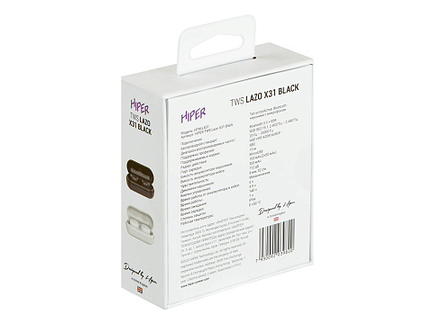 Наушники HIPER TWS Lazo X31 Black (HTW-LX31) Bluetooth 5.3 гарнитура, Черный (Р) - рис 6.