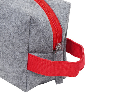 Органайзер для электроники и проводов Felt из RPET-фетра с ручкой, серый с красным - рис 7.