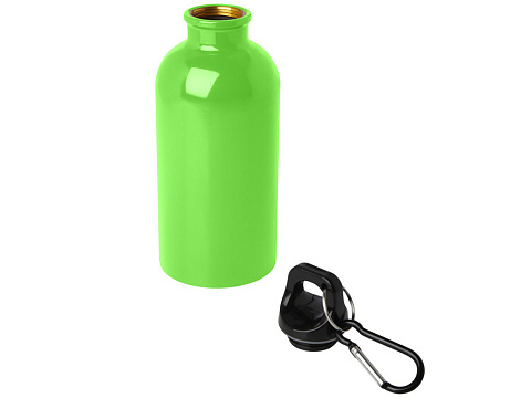 Одностенная бутылка для воды с карабином Oregon, изготовленная из нержавеющей стали, сертифицированной по стандарту RCS, объемом 400 мл - Зеленое яблоко - рис 3.