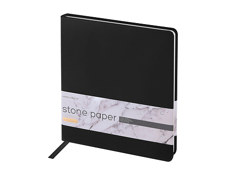 Еженедельник с каменной бумагой А5+ Carrara, черный
