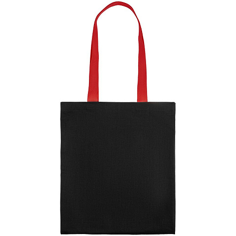 Холщовая сумка BrighTone, черная с красными ручками - рис 4.