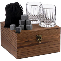 Набор бокалов для виски с охлаждающими камнями в деревянном ящике