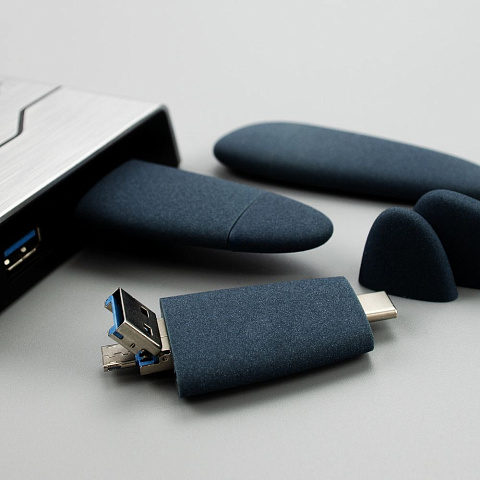Флешка Pebble Universal, USB 3.0, серо-синяя, 32 Гб - рис 10.