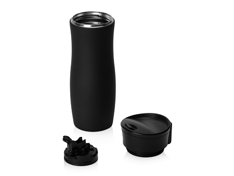 Вакуумная термокружка с кнопкой Streamline, Waterline, soft-touch, тубус, черный - рис 3.