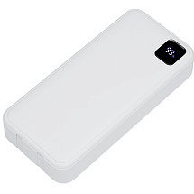 Внешний аккумулятор со встроенными кабелями Фрэйм Про, быстрая зарядка, 20000мач, белый