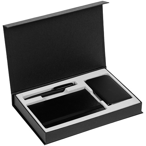 Коробка Silk с ложементом под ежедневник 10x16 см, аккумулятор и ручку, черная - рис 4.