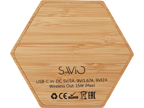 Беспроводное зарядное устройство Gex, 15 Вт, бамбук - рис 5.