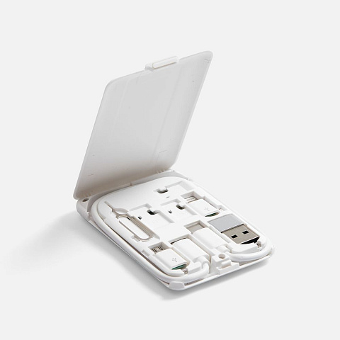 Органайзер с беспроводной зарядкой и набором адаптеров Octopod, белый - рис 3.