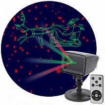 Новогодний проектор Упряжка с Дедом Морозом в звездном небе