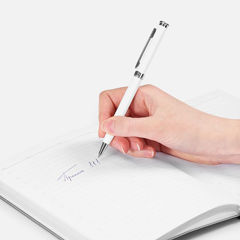 Ручка шариковая Finn Chrome, белая - рис 5.