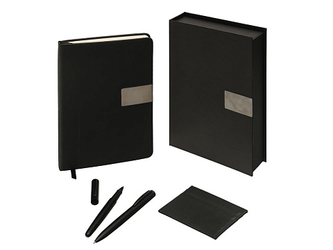 Подарочный набор Goethe с блокнотом А5, 2-мя ручками и картхолдером, черный - рис 2.