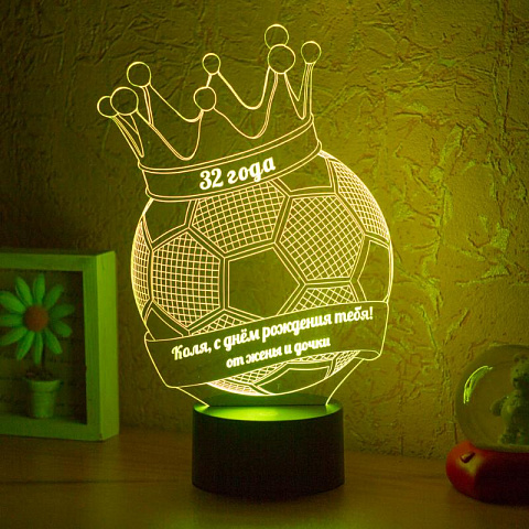 3D светильник Мяч с короной Поздравительный - рис 3.