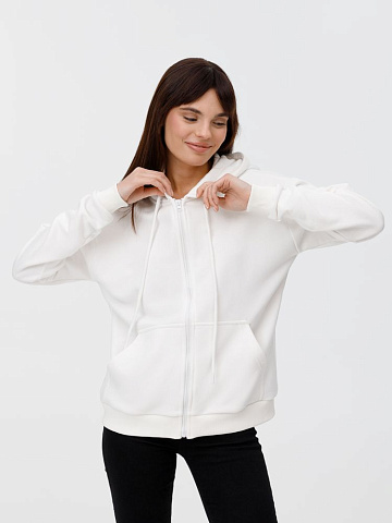 Толстовка унисекс оверсайз на молнии Zippy Terry, белая - рис 3.