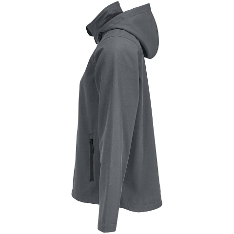 Куртка софтшелл с капюшоном женская Race Women, темно-серая - рис 4.