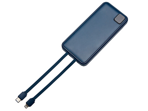 Внешний аккумулятор со встроенными кабелями Фрэйм, 10000мач, темно-синий - рис 4.