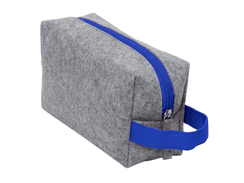 Органайзер для электроники и проводов Felt из RPET-фетра с ручкой, серый с синим - рис 3.