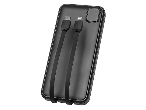 Внешний аккумулятор со встроенными кабелями Фрэйм, 10000мач, черный - рис 5.