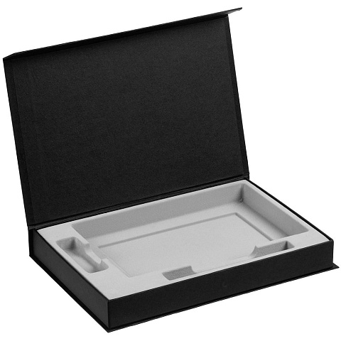 Коробка Silk с ложементом под ежедневник 13x21 см, флешку и ручку, черная - рис 3.