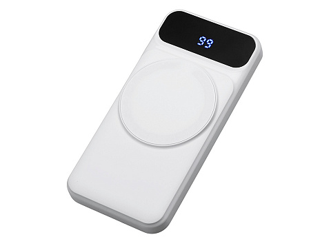 Магнитный беспроводной внешний аккумулятор со встроенными кабелями Мэни,быстаря зарядка, 10000 мАч, белый