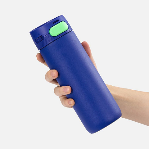 Термостакан X1 с цветной кнопкой, синий с зеленым - рис 5.