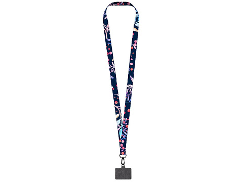 Ланъярд 2 см под сублимацию с трендовым карабином и большим держателем для телефона из ПЭ, черный - рис 2.