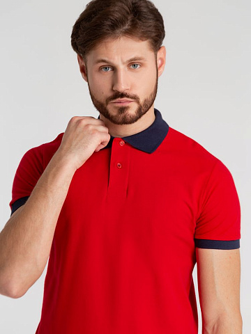 Рубашка поло Prince 190, красная с темно-синим - рис 6.