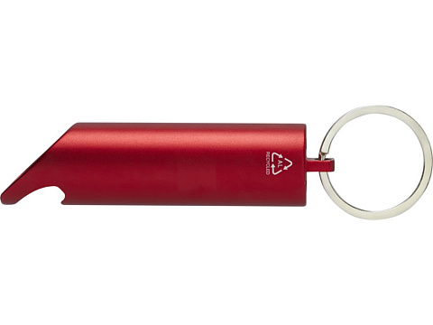 Flare светодиодный фонарик из переработанного алюминия и открывалка для бутылок с брелоком - Красный - рис 2.