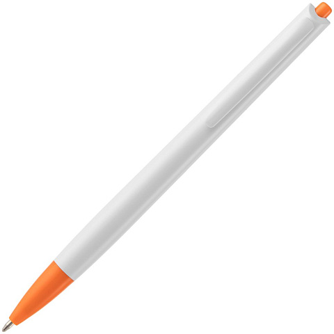 Ручка шариковая Tick, белая с оранжевым - рис 4.