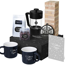 Подарочный набор c френчпрессом, кружками и чаем, черный